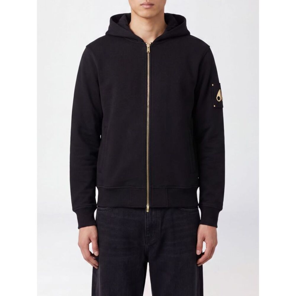 Moose Knuckles Men Zipped Cotton Hoodie Moose Knuckles With Metallic Logo